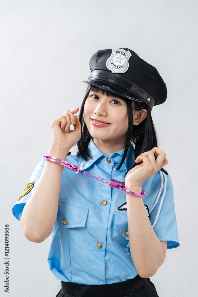 警察官のコスプレをした女性 警察官のコスプレをした女性
