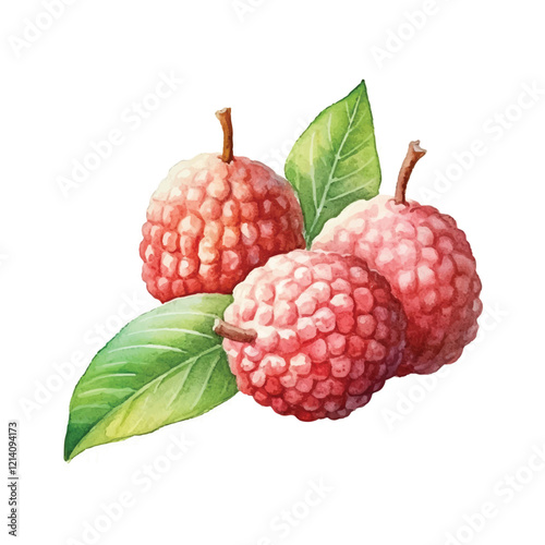 watercolor Lychee isolated white background