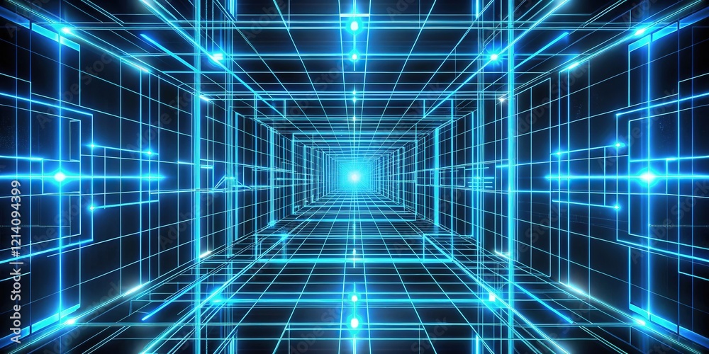 Obraz premium Futuristic Neon Grid - Digital Sci-Fi Design