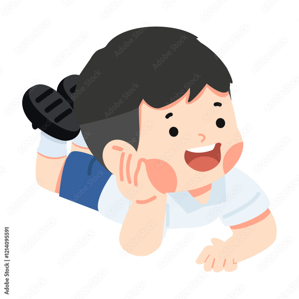Kid Playful student lying down Kid Playful student lying down
