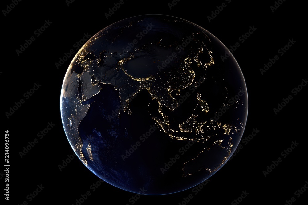Night Earth, Asia lit, space view, city lights, global (1) Night Earth, Asia lit, space view, city lights, global (1)