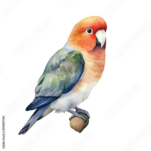 watercolor Lovebird isolated white background