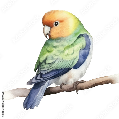 watercolor Lovebird isolated white background