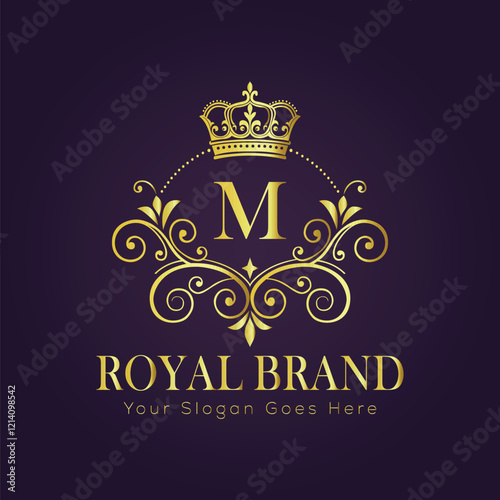 Letter M luxury gold logo concept