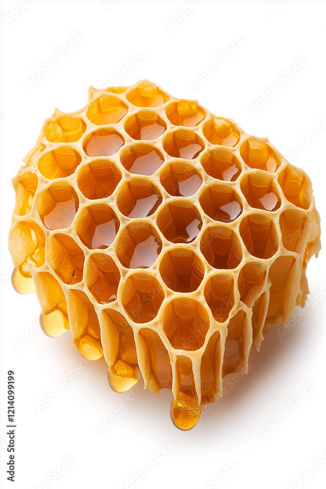Floating golden honeycomb dripping with honey, isolated on white background. Floating golden honeycomb dripping with honey, isolated on white background.