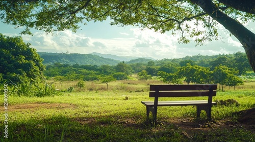 An outdoor view of a serene landscape, representing the calm and spiritual peace of Sabbath rest photo