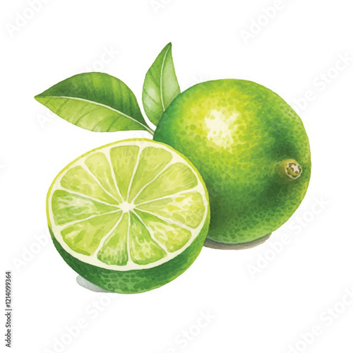 watercolor Lime isolated white background