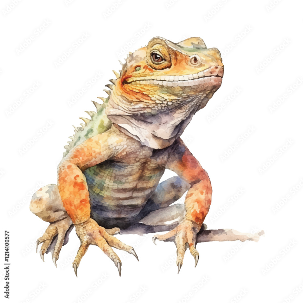 Obraz premium watercolor Lizard isolated white background