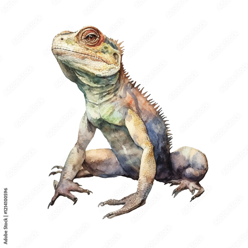 Fototapeta premium watercolor Lizard isolated white background