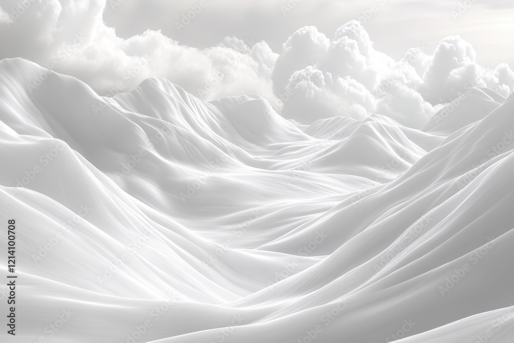 Fototapeta premium Serene White Mountainscape Under Soft Cloudscape A Dreamlike Abstract Landscape