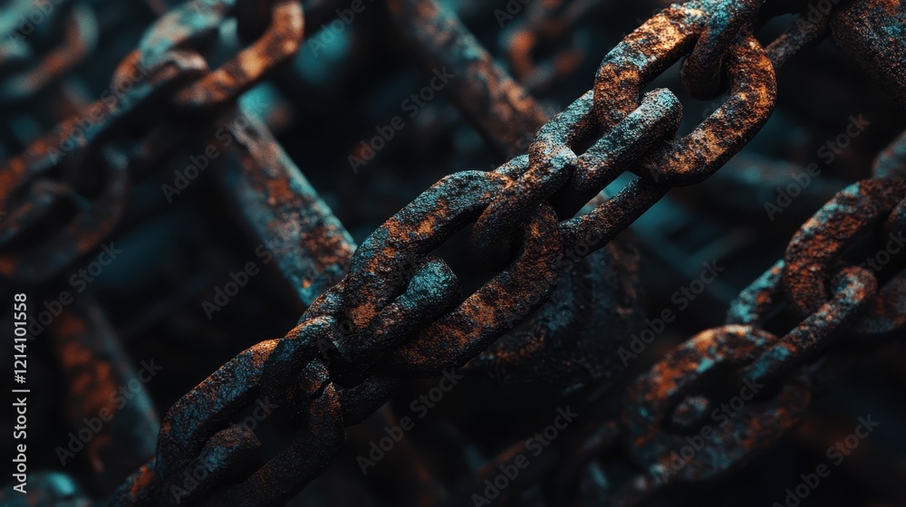 Intricate Rusty Chain Links Close-Up. Intricate Rusty Chain Links Close-Up.