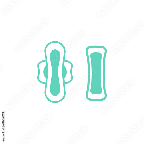 Female menstrual cycle elements. Female hygiene product vector icons, pantyliner icon isolated on white.