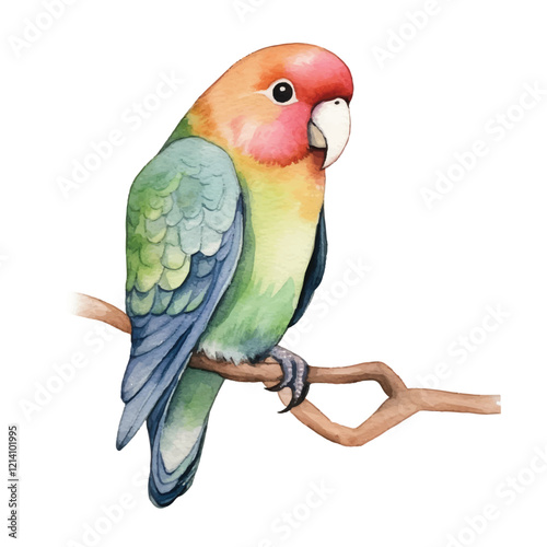 watercolor Lovebird isolated white background