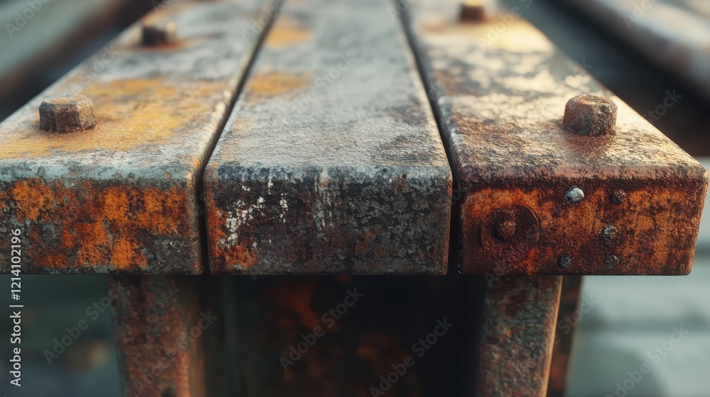 Close-up of Rusty Metal Bench Detail. Close-up of Rusty Metal Bench Detail.