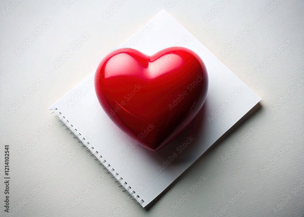 Red Heart on Note Paper - Empty Note Art Red Heart on Note Paper - Empty Note Art