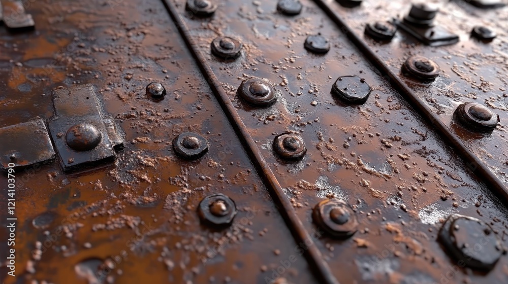 Close-up of Rusty Metal Texture with Bolts. Close-up of Rusty Metal Texture with Bolts.