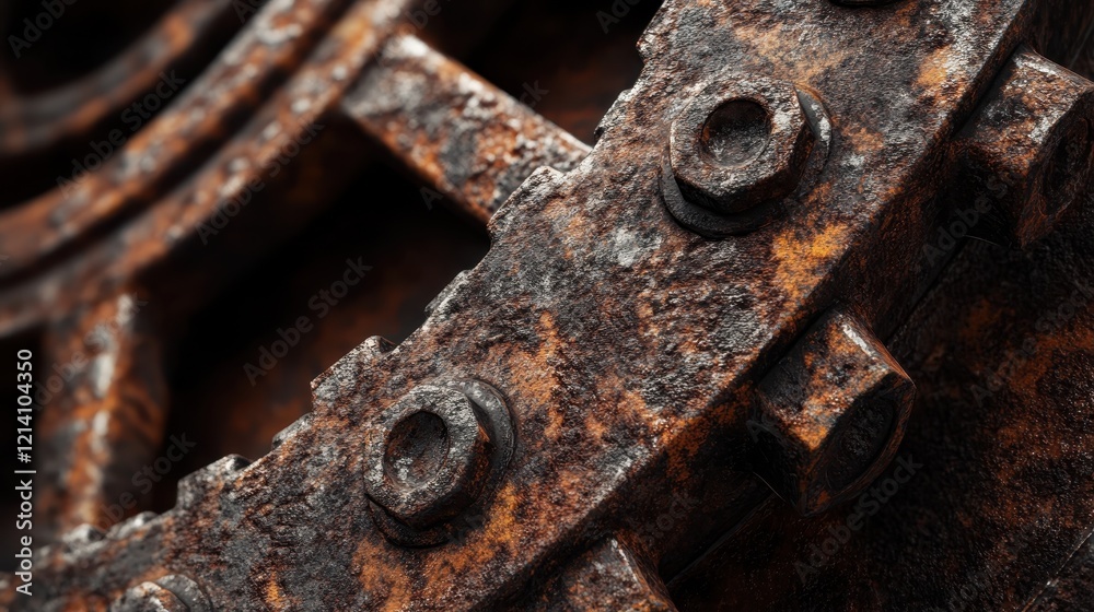 Close-up of heavily rusted metallic gear with bolts. Close-up of heavily rusted metallic gear with bolts.