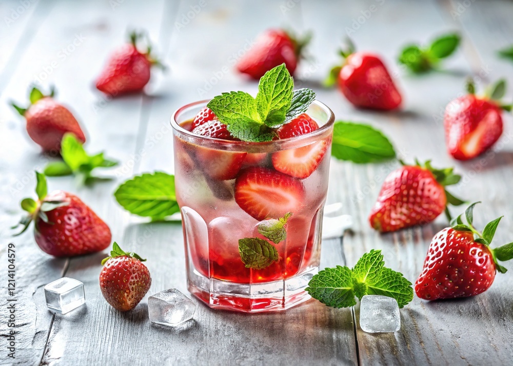 Strawberry Cocktail - Refreshing Summer Drink Art Strawberry Cocktail - Refreshing Summer Drink Art