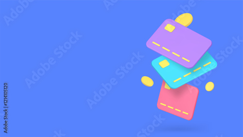 Cashback financial payment bonus falling credit card and coin banner copy space vector illustration. Commercial discount guarantee money savings refund purchase prize promotion offer