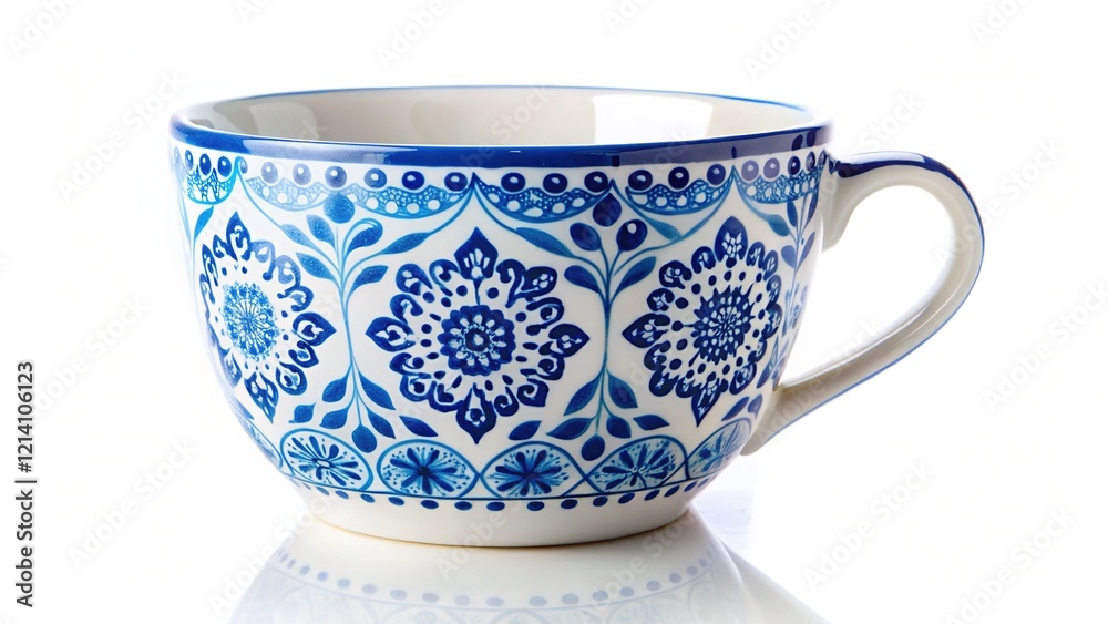 White Cup with Blue Decor - AI Art White Cup with Blue Decor - AI Art