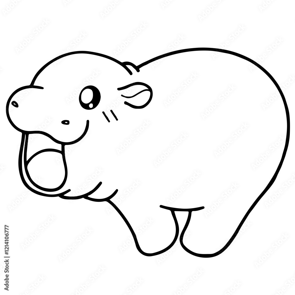 Obraz premium coloring hippopotamus cartoon 
