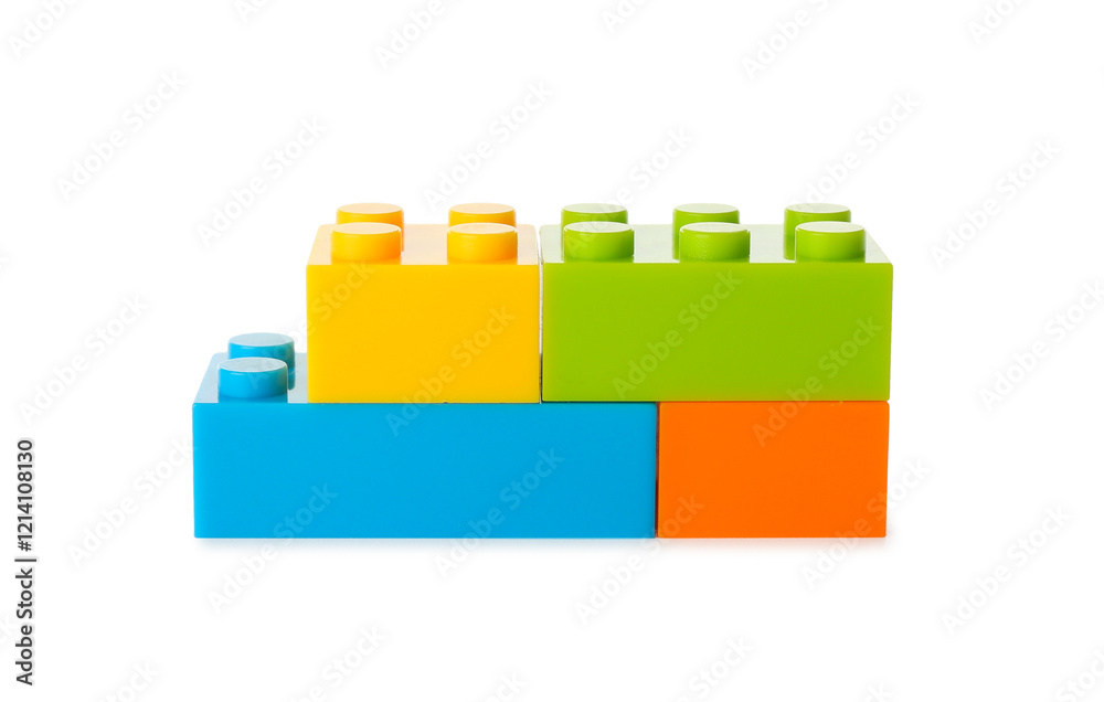 Construction toy. Figure made with building bricks isolated on white Construction toy. Figure made with building bricks isolated on white