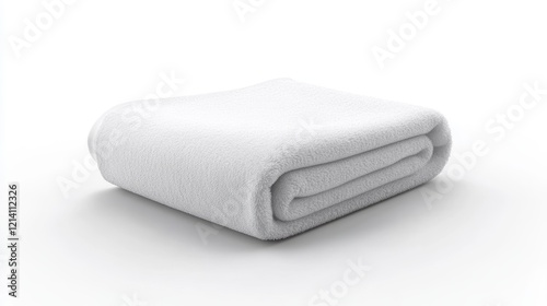 Soft White Rolled-Up Blanket, Cozy Texture.