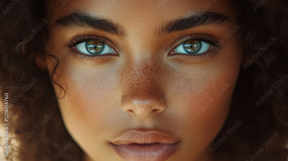 Close-Up Portrait of a Beautiful Woman with Stunning Eyes and Flawless Skin Close-Up Portrait of a Beautiful Woman with Stunning Eyes and Flawless Skin