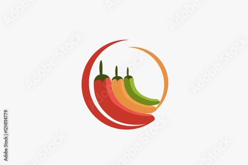 Three colors variant of red yellow and green chili logo