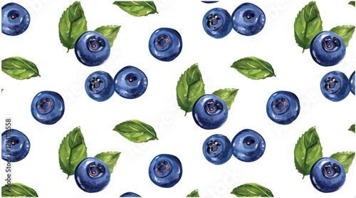 Blueberry and leaves botanic pattern vector illustration 