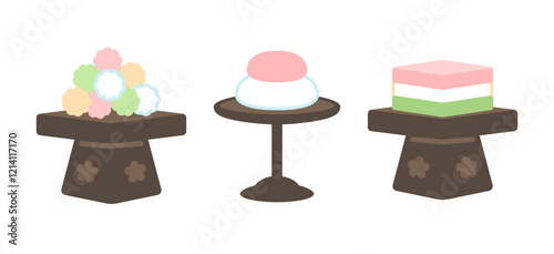 ひな祭りのお菓子のイラスト　食べ物　ひな飾り