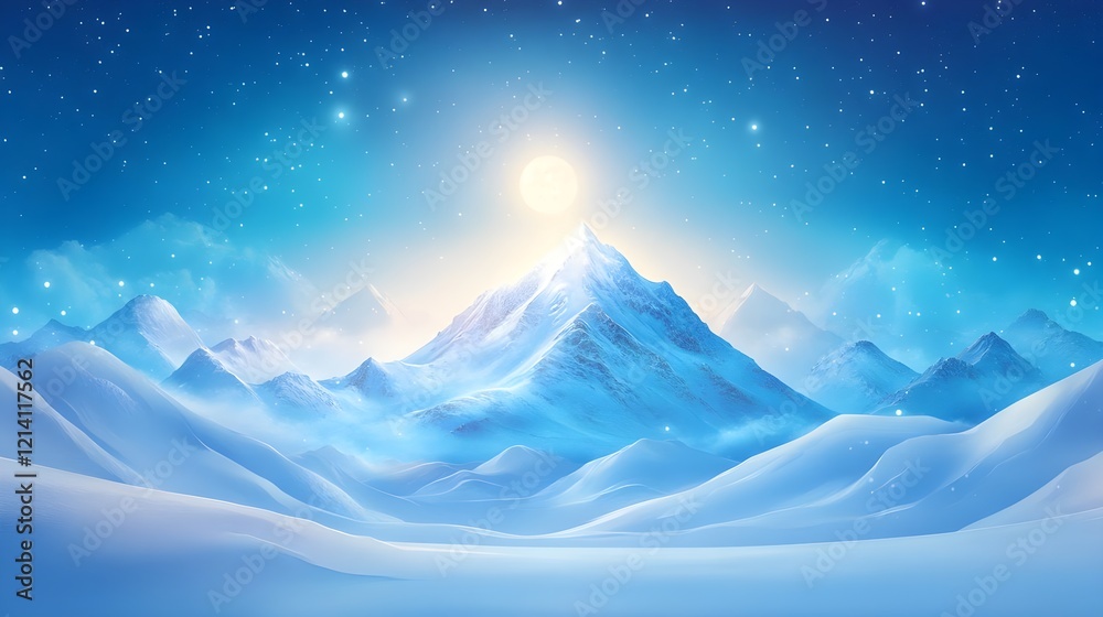 magical winter mountainscape, snow scene - winter wonderland magical winter mountainscape, snow scene - winter wonderland