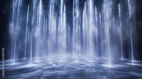 Serene Water Fountains Abstract Art Installation.