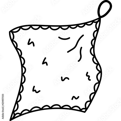 Cute outline doodle rag, cloth, fabric napkin to cleanse apartment. Hand drawn cleaning cloth collection for wet and dry washing. Funny sketch supply for housework isolated on white background.