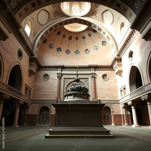 The Mausoleum of Khedive Ismail inside the Al Rifai Mosque in Cairo, Egypt, known for its grand Islamic architecture and historical significance. photo