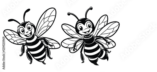 Hand drawn bee outline illustration