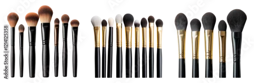 Obraz Collection of makeup brushes isolated on a transparent background for beauty