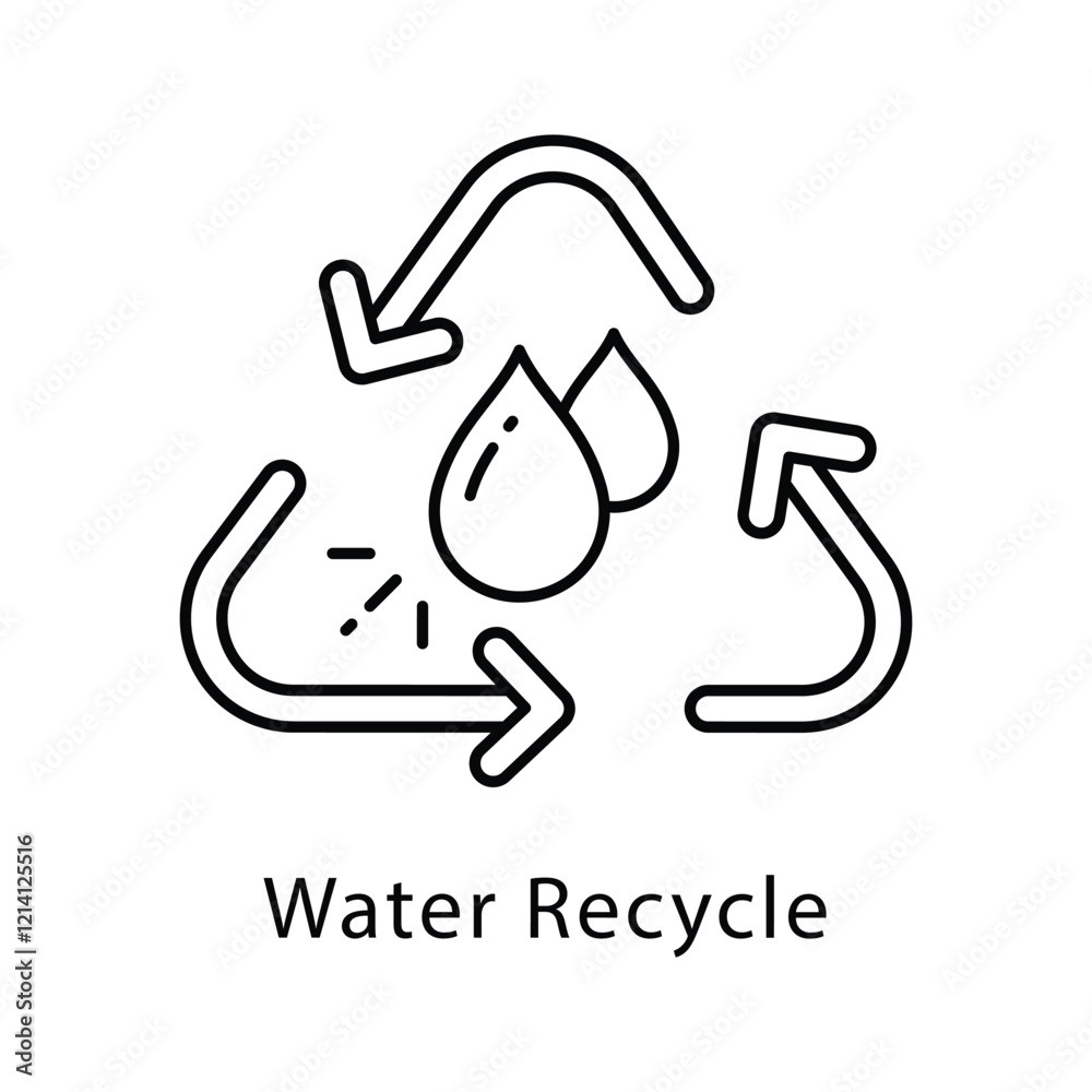 Fototapeta premium Water Recycle Vector Outline Icon Style. Eps 10 File