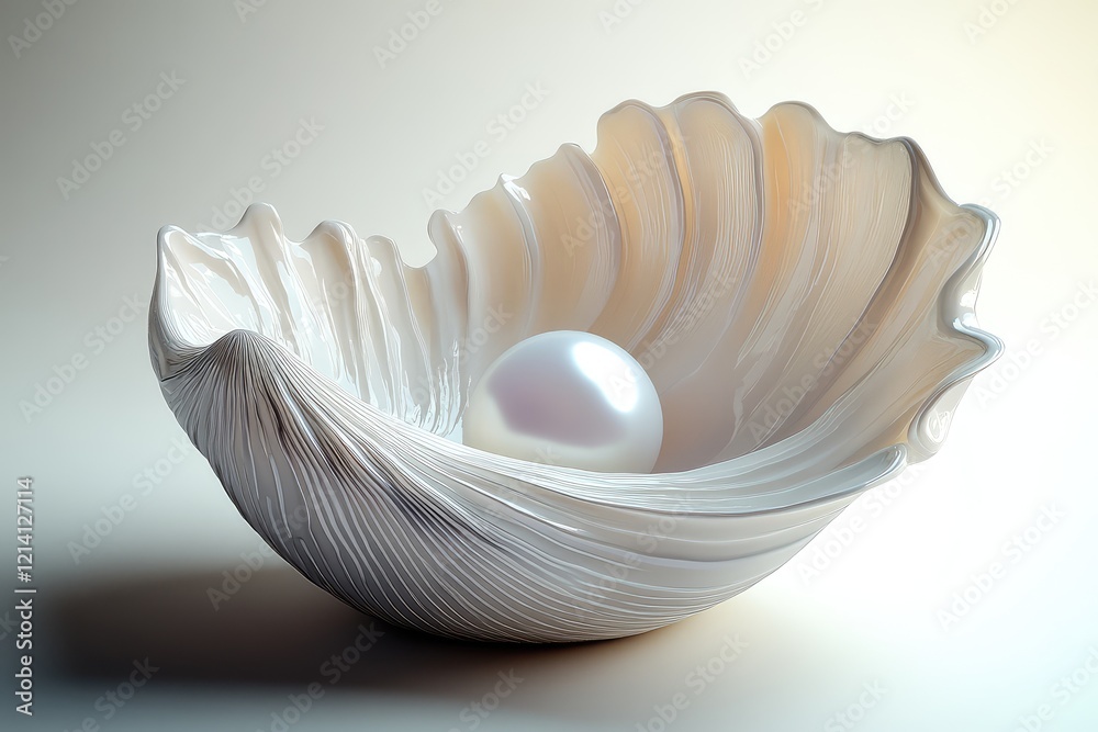 Free vector beautiful seashell with a pearl shell with white background Free vector beautiful seashell with a pearl shell with white background