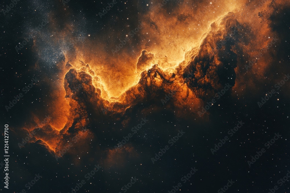 Cosmic Nebula, fiery clouds, space, background stars, science fiction backdrop Cosmic Nebula, fiery clouds, space, background stars, science fiction backdrop