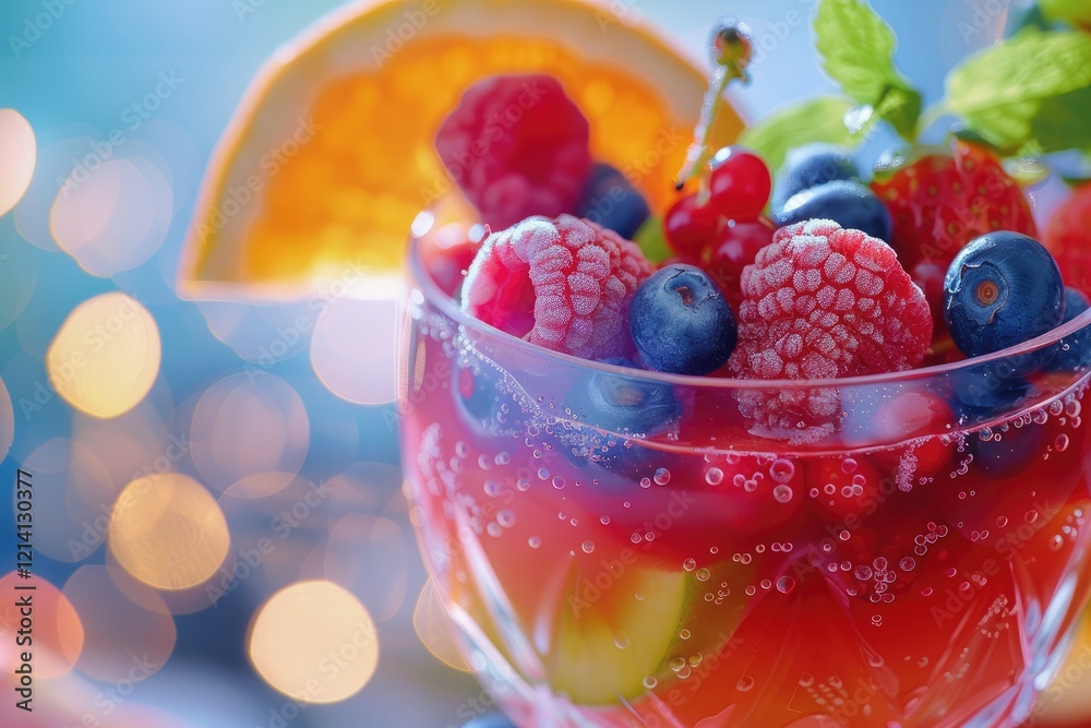 High Quality Picture of Fresh Organic Fruit and Berry Cocktail Indoors High Quality Picture of Fresh Organic Fruit and Berry Cocktail Indoors