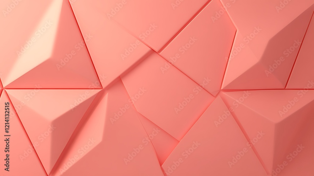 Obraz premium Abstract geometric patterns in soft coral tones showcasing texture and dimensionality in a modern design aesthetic