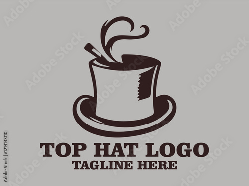 Top hat vector illustration perfect for branding, fashion, fashion depicting fashion trends and dressing styles, formality depicting formal events and formal wear, timeless classic design top hat logo