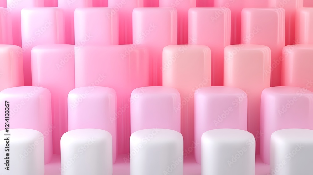 Fototapeta premium Abstract Pattern of Colorful Cylindrical Shapes in Soft Pink and White Tones for Background Design