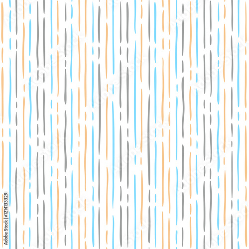 Seamless pattern. Colored thin fuzzy vertical lines are broken in places with blurred edges on a white background