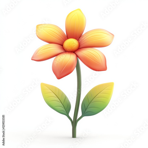 Colorful cartoon flower with gradient petals