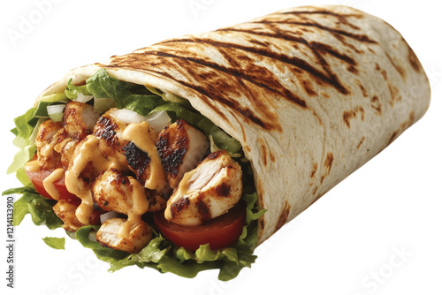 Grilled Chicken Wrap with Fresh Vegetables and Creamy Sauce
