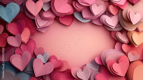 Valentine's Day Pattern with Paper Hearts