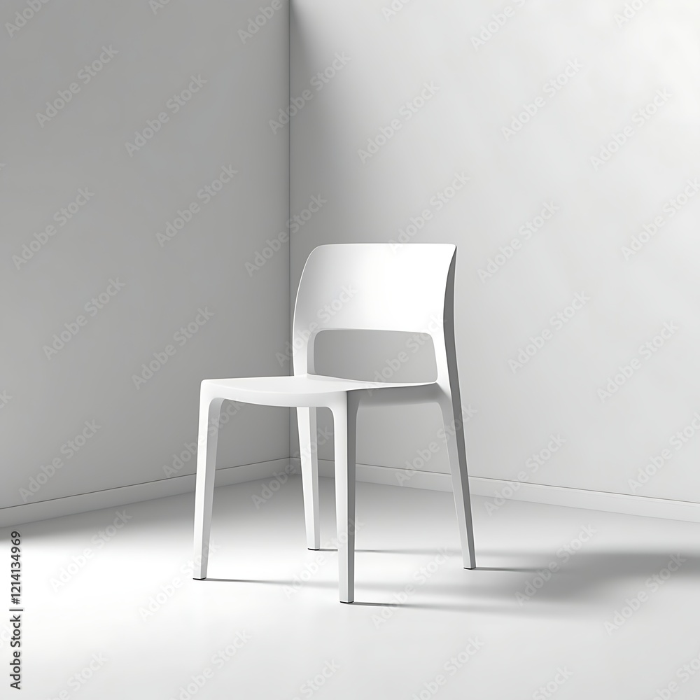 Obraz premium Minimalistic White Chair on a Clean Background, Generetive AI