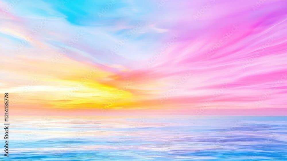 Pastel sunset over calm ocean; dreamy sky; peaceful scene; ideal for meditation or relaxation Pastel sunset over calm ocean; dreamy sky; peaceful scene; ideal for meditation or relaxation